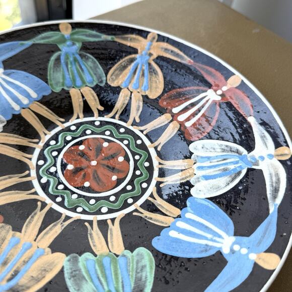 Vintage Slovac Redware Pottery Signed Parikrupa Plate Dancing Girls Woman 9 1/2" - Picture 2 of 6